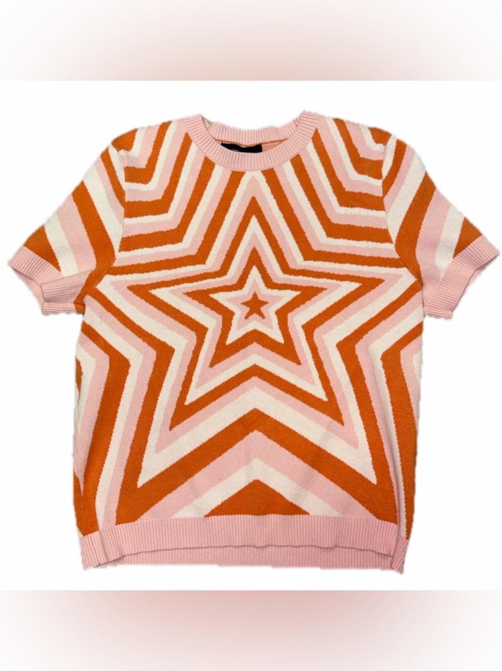 Forever 21- Pink/Orange Star SS Sweater